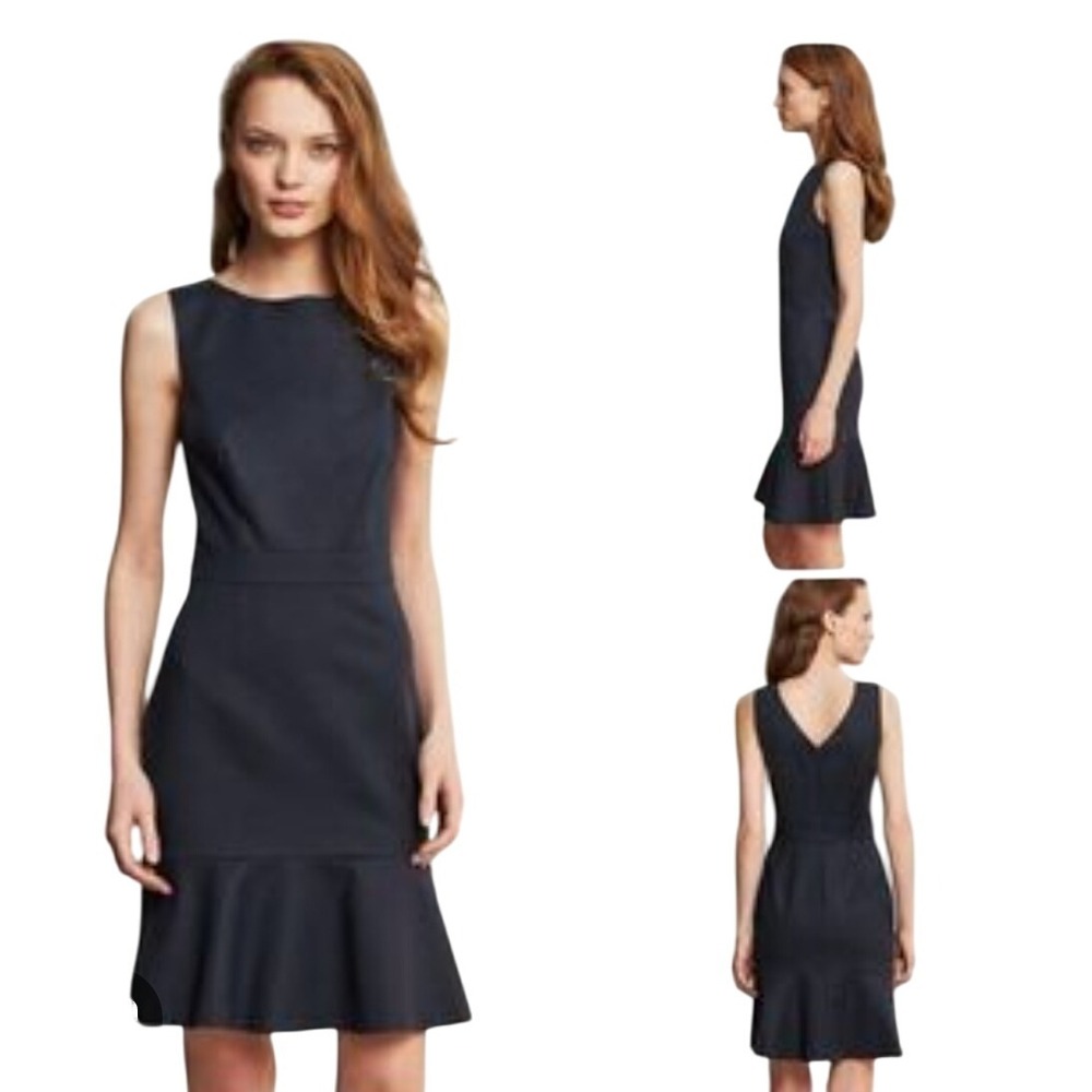 Banana Republic Navy Flounce Hem Sheath Dress Size 0